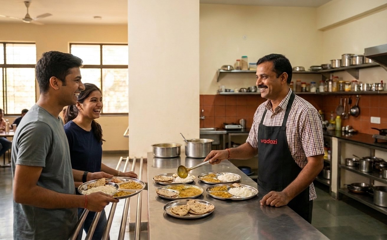 Local mess owner serving fresh meals to college students